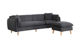 Brayden Dark Gray 86.5"W Woven Fabric Sectional Sofa with Chaise - Ornate Home