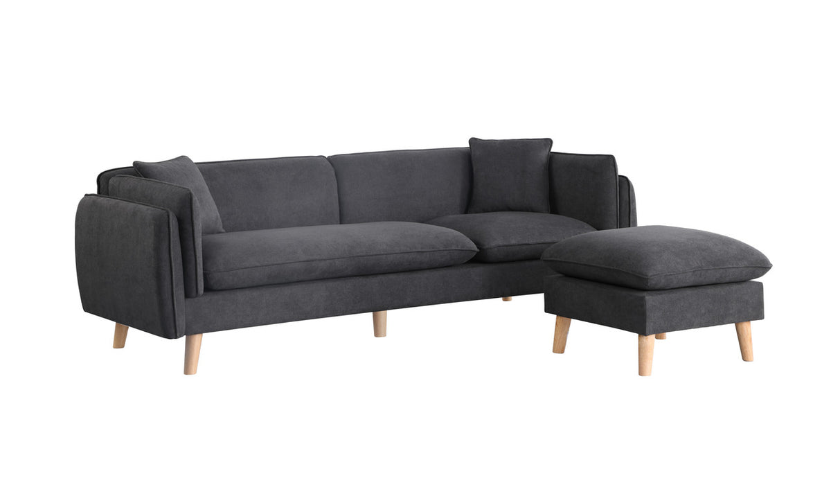 Brayden Dark Gray 86.5"W Woven Fabric Sectional Sofa with Chaise - Ornate Home
