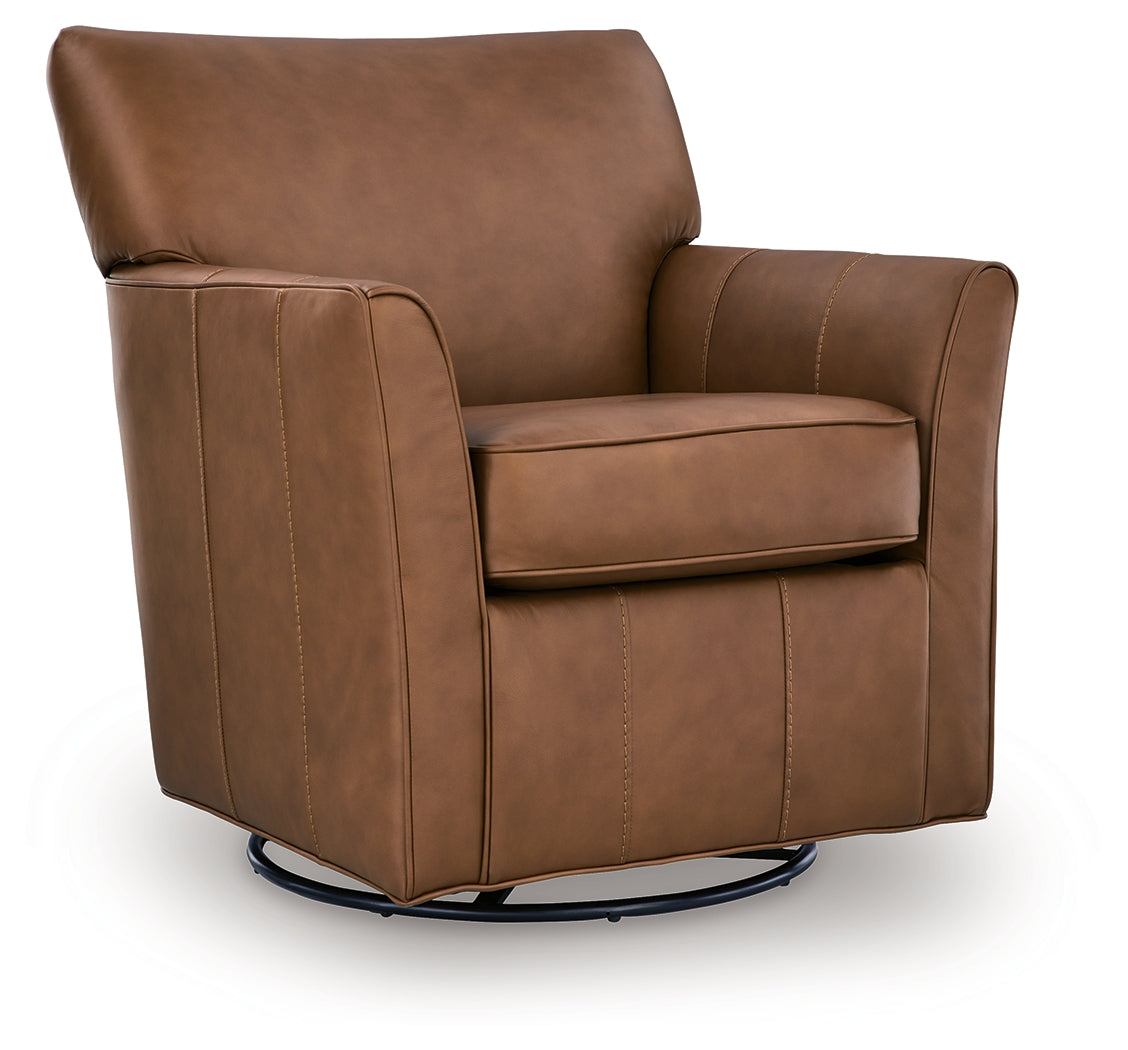 Braydunn Caramel Swivel Glider Accent Chair (Online Special Price) - Ornate Home