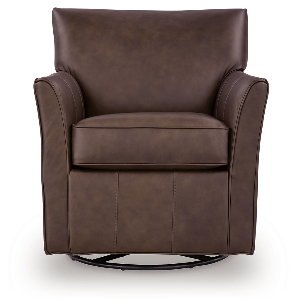 Braydunn Espresso Brown Swivel Glider Accent Chair - Ornate Home