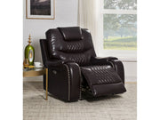 Braylon Brown Faux Leather Recliner (Power Motion) - Ornate Home