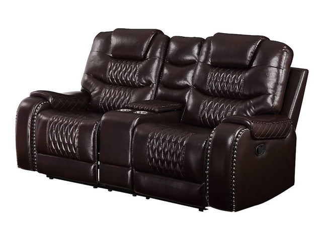 Braylon Brown PU Love Motion w/Console - Ornate Home