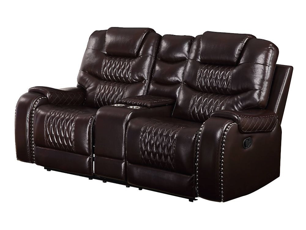 Braylon Brown PU Love w/Console (Motion) - Ornate Home