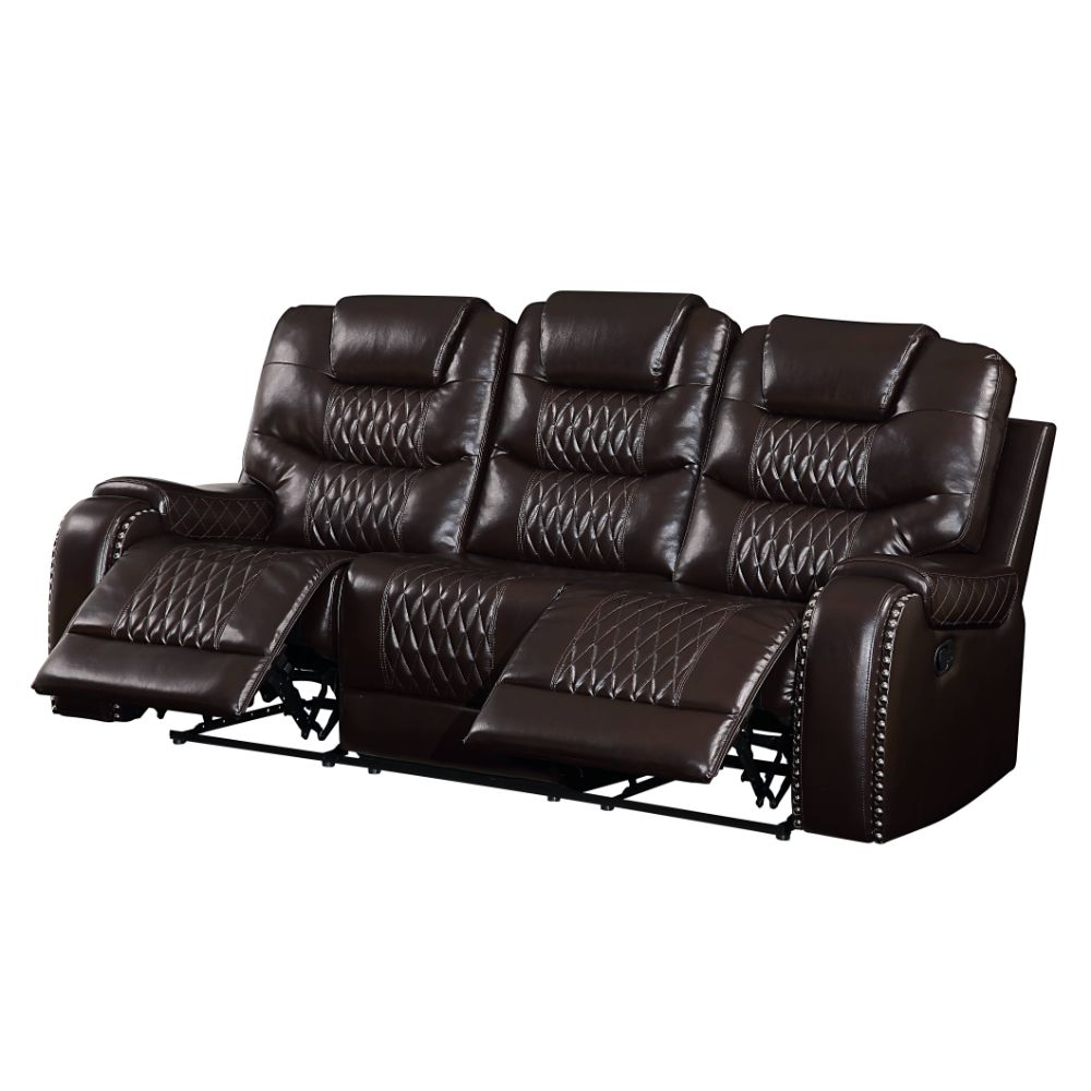 Braylon Brown PU Motion Sofa - Ornate Home