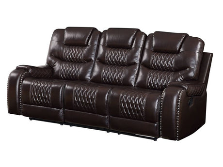 Braylon Brown PU Sofa (Motion) - Ornate Home