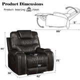 Braylon Magnetite PU Recliner (Motion) - Ornate Home