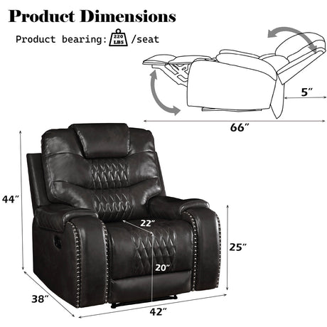 Braylon Magnetite PU Recliner (Motion) - Ornate Home