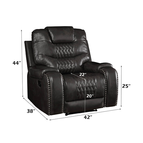 Braylon Magnetite PU Recliner (Motion) - Ornate Home