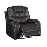 Braylon Magnetite PU Recliner (Motion) - Ornate Home