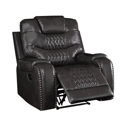 Braylon Magnetite PU Recliner (Motion) - Ornate Home