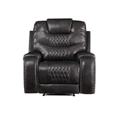 Braylon Magnetite PU Recliner (Motion) - Ornate Home