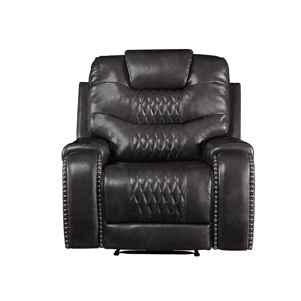 Braylon Magnetite PU Recliner (Motion) - Ornate Home