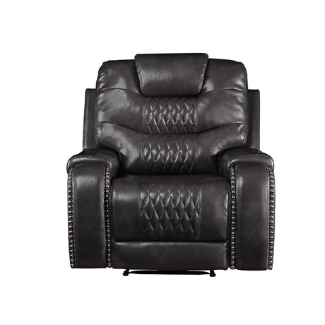 Braylon Magnetite PU Recliner (Motion) - Ornate Home