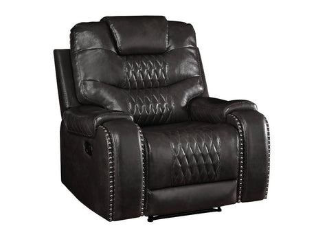 Braylon Magnetite PU Recliner (Motion) - Ornate Home