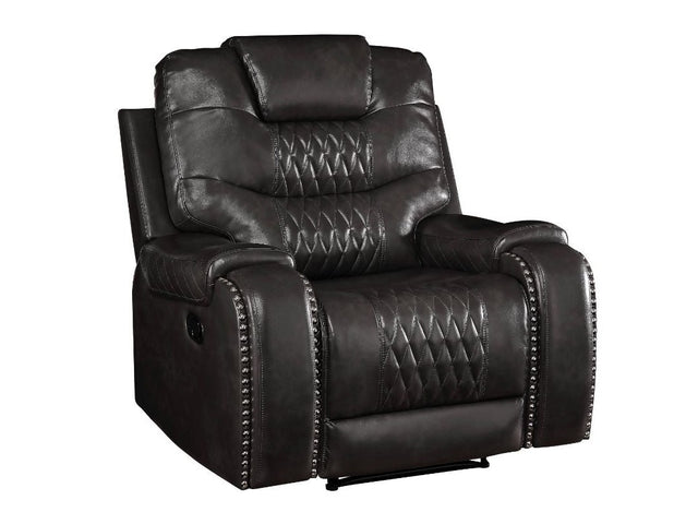 Braylon Magnetite PU Recliner (Motion) - Ornate Home
