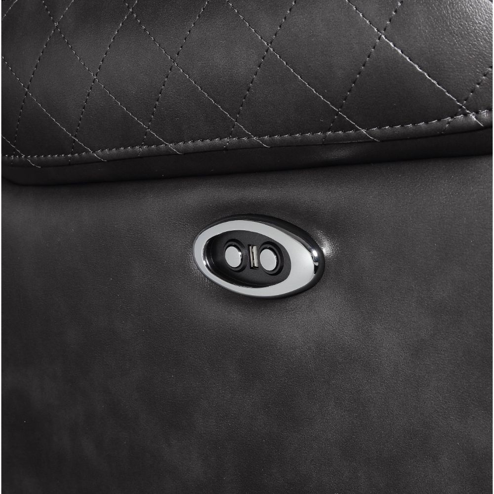 Braylon Magnetite PU Recliner (Power Motion) - Ornate Home