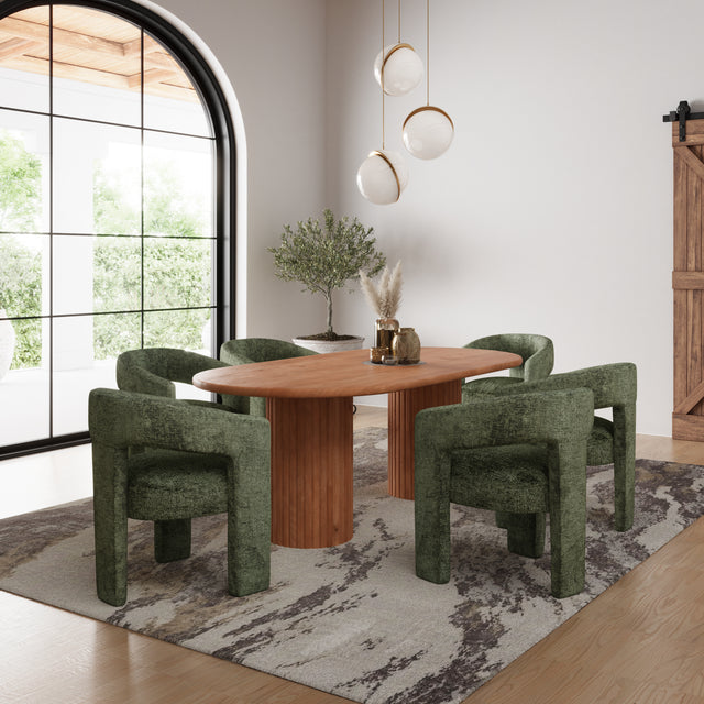 Breck Black/Forest Double Pedestal Dining Table w/ 6 Sven Chairs - Ornate Home