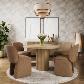Breck Brick/Natural Mango Round Dining Table w/ 4 Chairs - Ornate Home