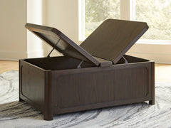 Breckington Dark Brown Cocktail Table with Storage - Ornate Home