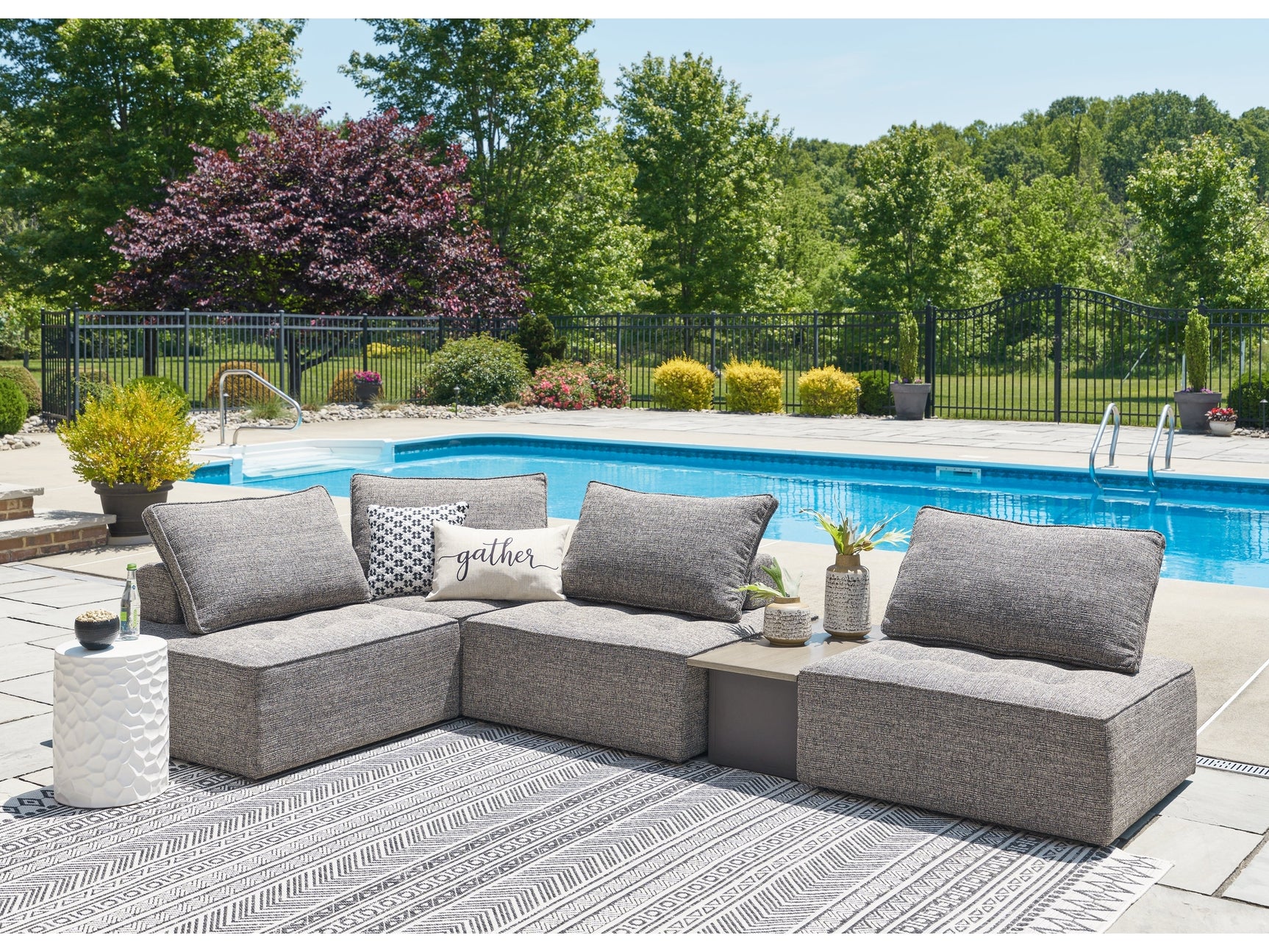 Bree Zee Brown 5-Piece Outdoor Sectional - Ornate Home