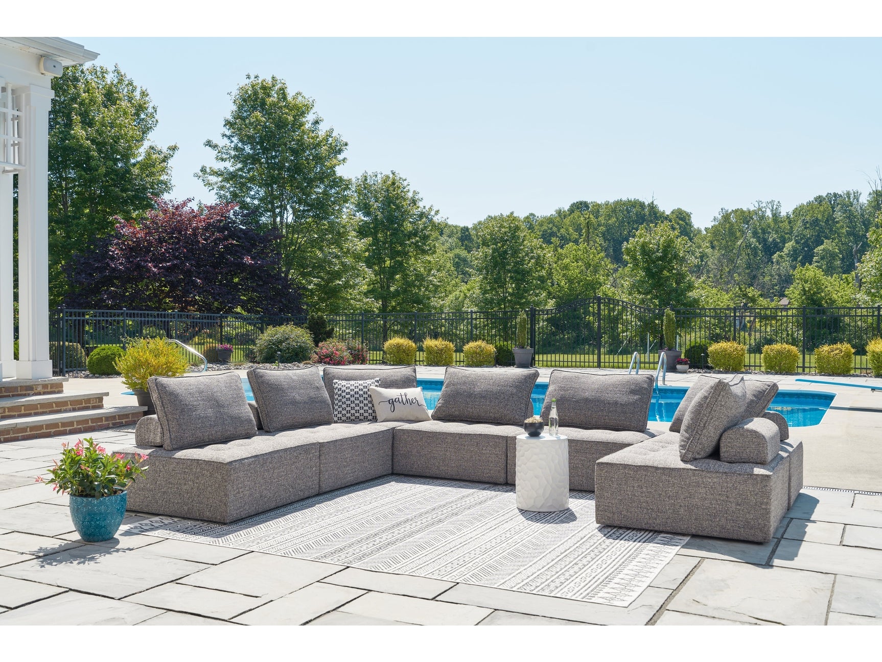 Bree Zee Brown 7-Piece Outdoor Sectional - Ornate Home