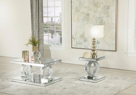 Breena Silver Rectangular Mirrored Acrylic End Table - Ornate Home