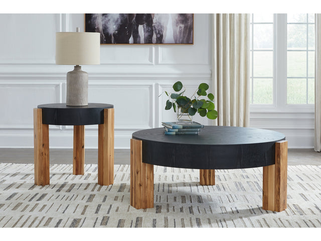 Breenmore Black/Natural Occasional Table Set (Set of 2) - Ornate Home