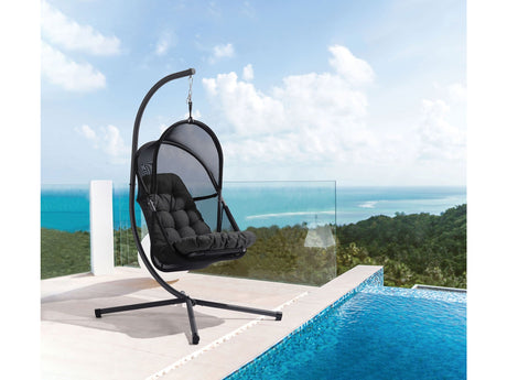 Breeze Black Outdoor Swing Chair w/Stand - Ornate Home