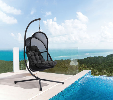 Breeze Black Outdoor Swing Chair w/Stand - Ornate Home