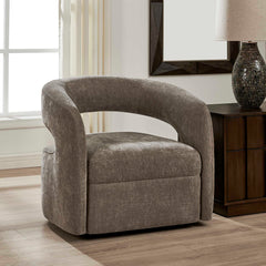 Breis Gray Swivel Barrel Chair - Ornate Home