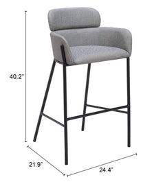 Bremor Slate Gray Barstool - Ornate Home