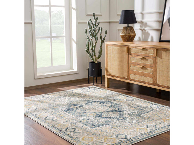 Brend Blue Medallion Area Rug - Ornate Home