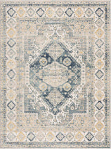 Brend Blue Medallion Area Rug - Ornate Home