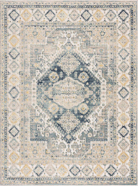 Brend Blue Medallion Area Rug - Ornate Home