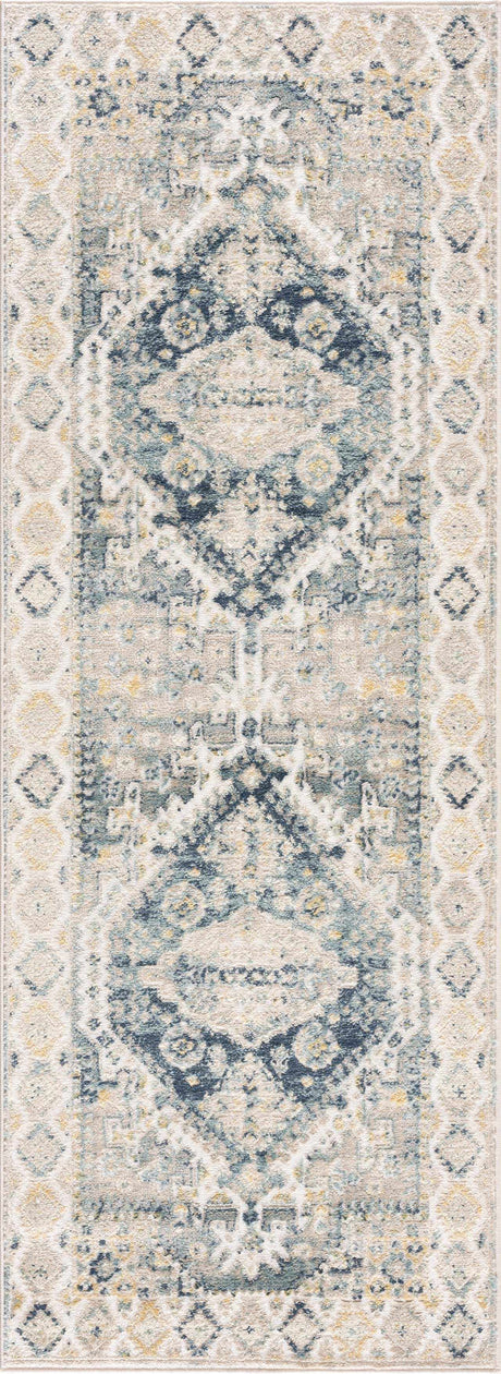 Brend Blue Medallion Area Rug - Ornate Home