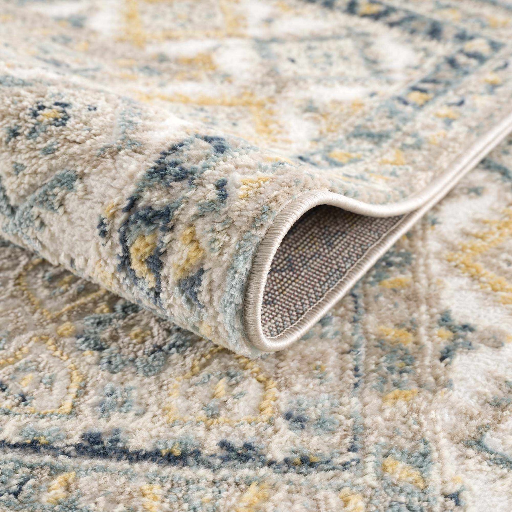 Brend Blue Medallion Area Rug - Ornate Home