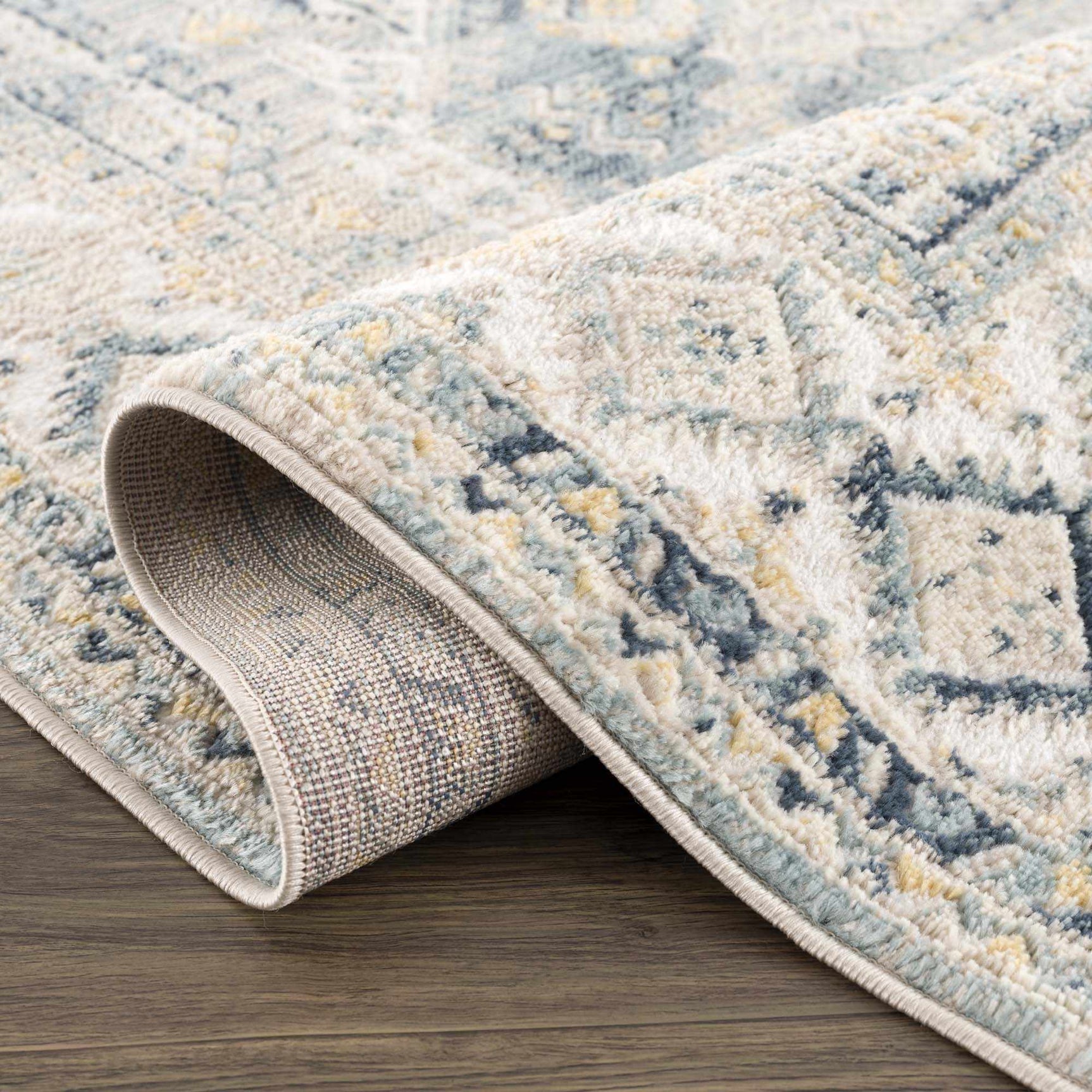 Brend Blue Medallion Area Rug - Ornate Home