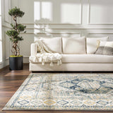 Brend Blue Medallion Area Rug - Ornate Home