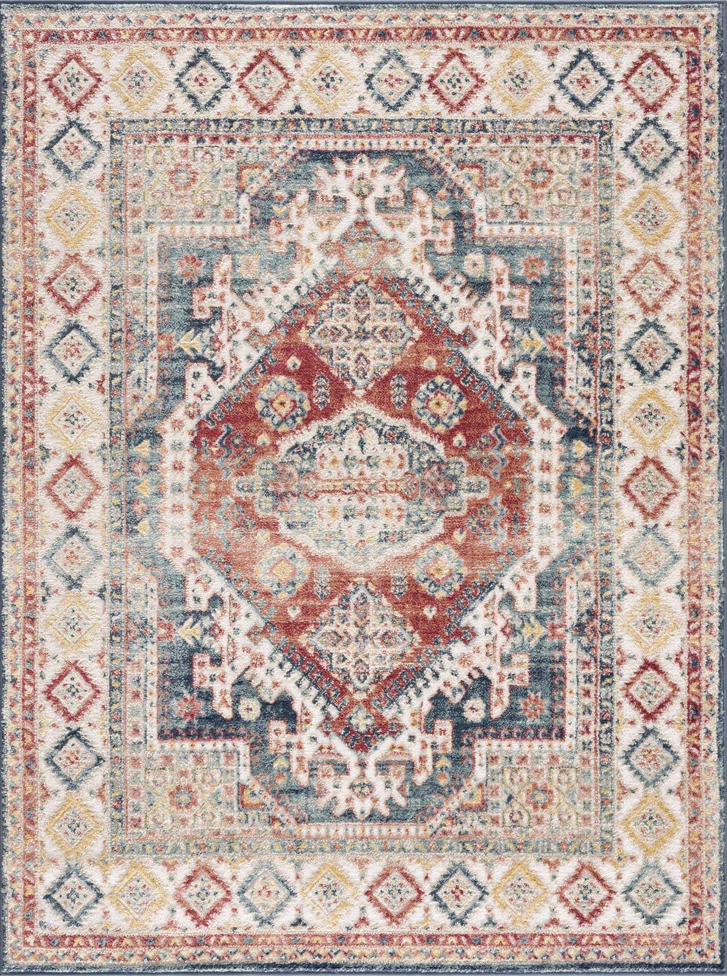 Brend Rust Medallion Area Rug - Ornate Home