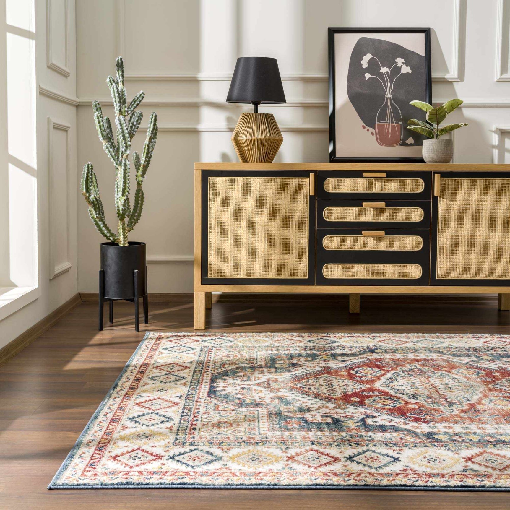 Brend Rust Medallion Area Rug - Ornate Home