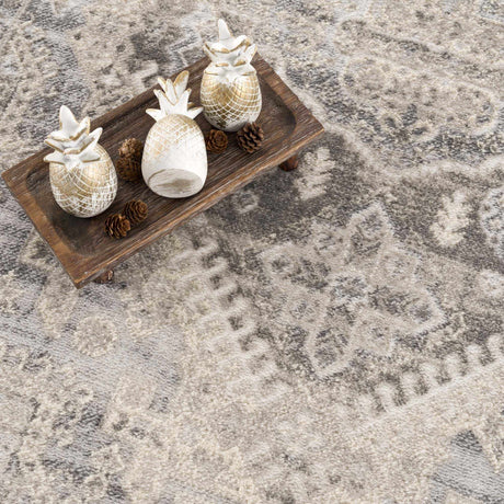 Brend Taupe Medallion Area Rug - Ornate Home