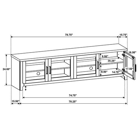 Brenham Washed Oak 79-inch 4-door TV Stand Media Console - Ornate Home
