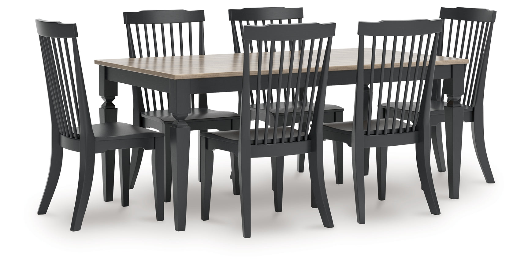 Brenkerton Grayish Brown/Black Dining Table and 6 Chairs - Ornate Home