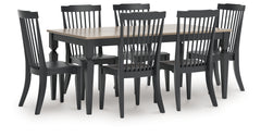 Brenkerton Grayish Brown/Black Dining Table and 6 Chairs - Ornate Home