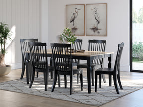 Brenkerton Grayish Brown/Black Dining Table and 6 Chairs - Ornate Home