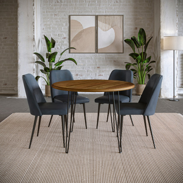 Brennan Golden/Blueberry Dining Table w/ 4 Maddox Chairs - Ornate Home