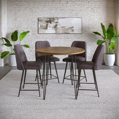 Brennan Golden/Dark Brown Counter Dining Table w/ 4 Maddox Stools - Ornate Home