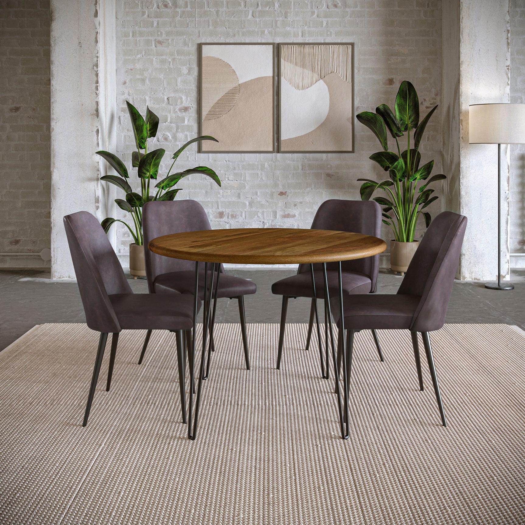 Brennan Golden/Dark Brown Dining Table w/ 4 Maddox Chairs - Ornate Home