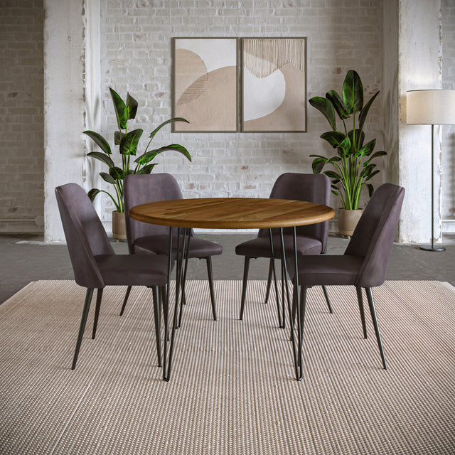 Brennan Golden/Dark Brown Dining Table w/ 4 Maddox Chairs - Ornate Home
