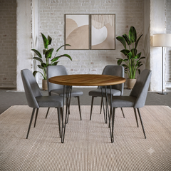 Brennan Golden/Grey Dining Table w/ 4 Maddox Chairs - Ornate Home